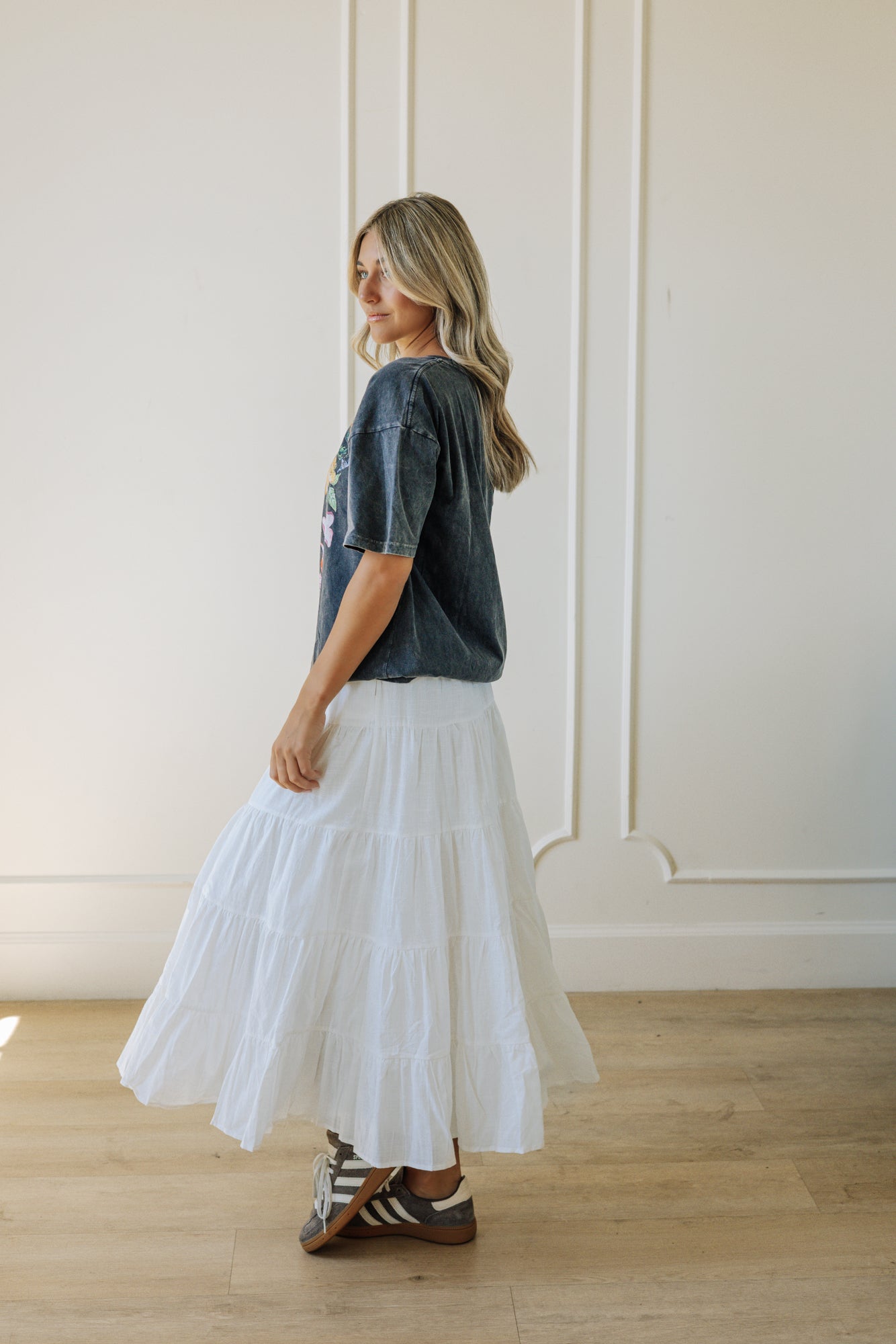 flowers bows and birds vintage wash graphic tee