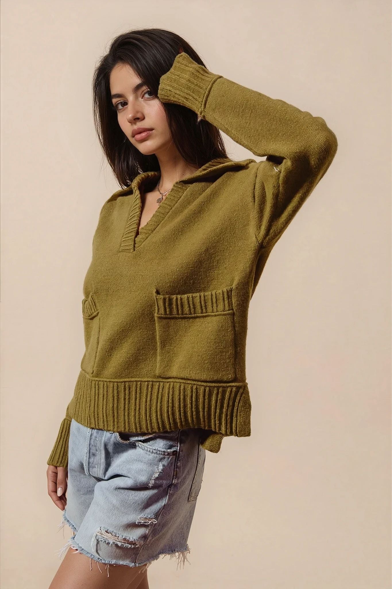 sandy pullover sweater in olive