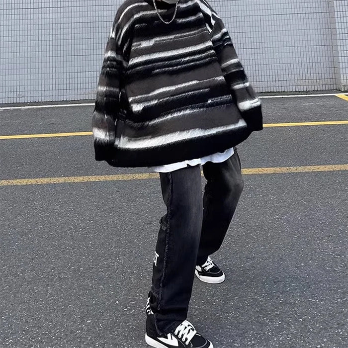 90's aesthetic striped knit sweater