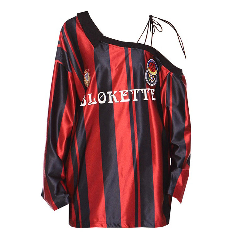 blokette striped off shoulder jersey