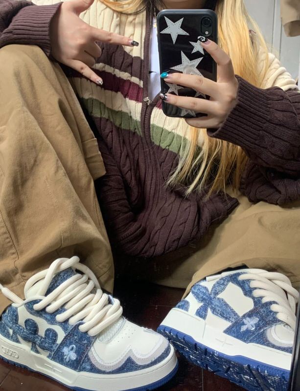 preppy aesthetic collar striped cardigan