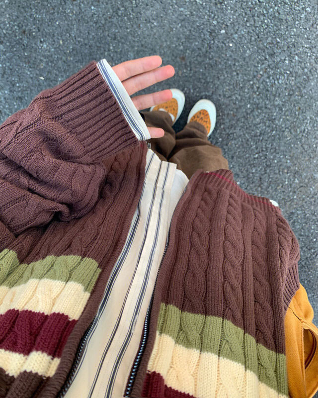 preppy aesthetic collar striped cardigan