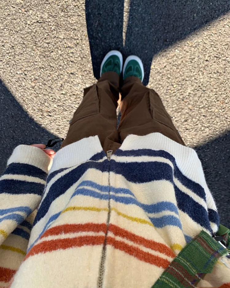 prep school striped zip up long sleeve