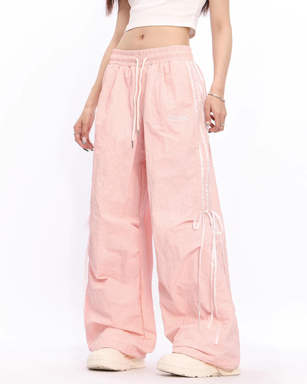 blokette side stripe wide leg trousers