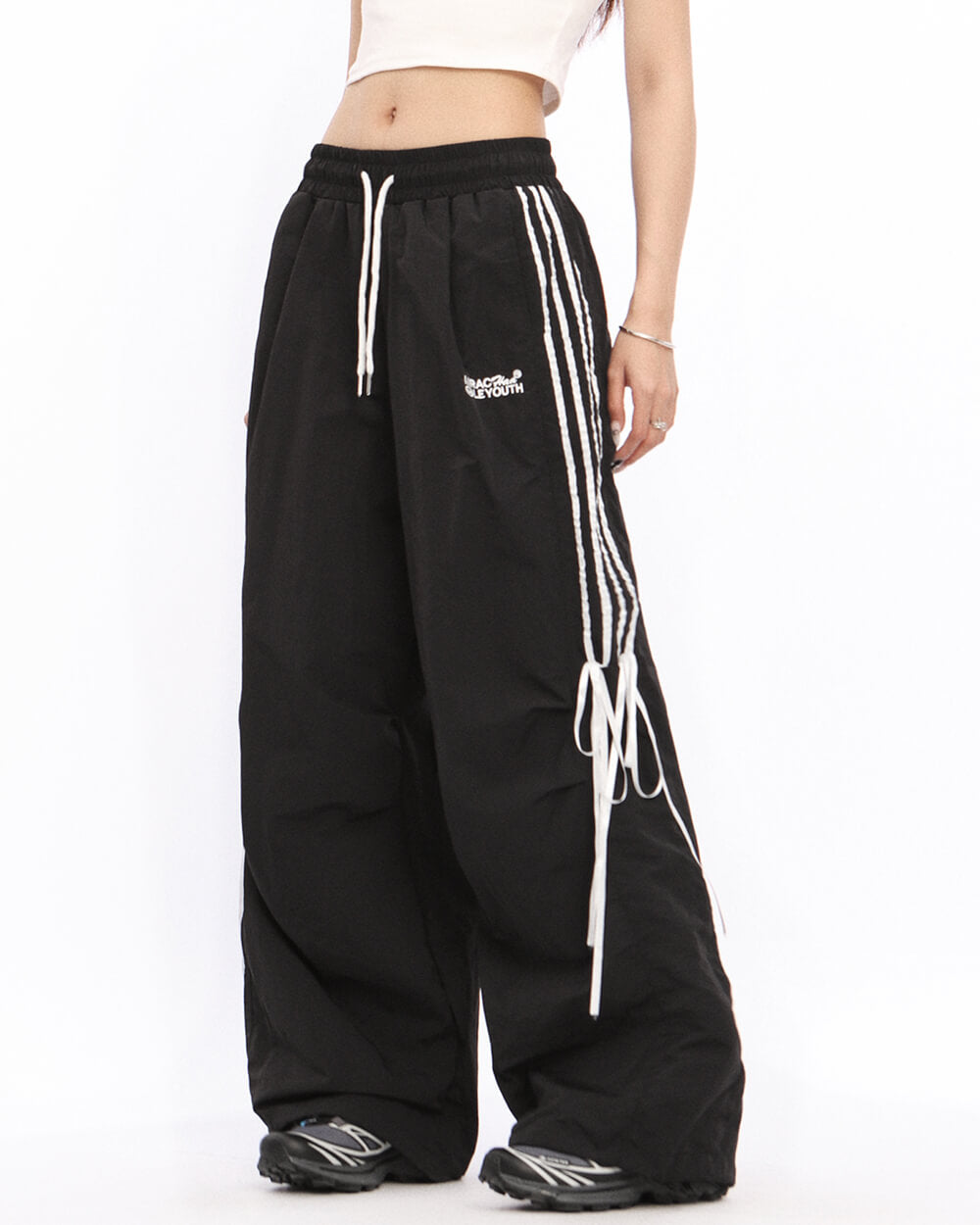 blokette side stripe wide leg trousers