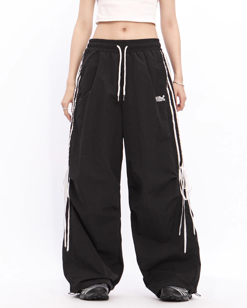 blokette side stripe wide leg trousers