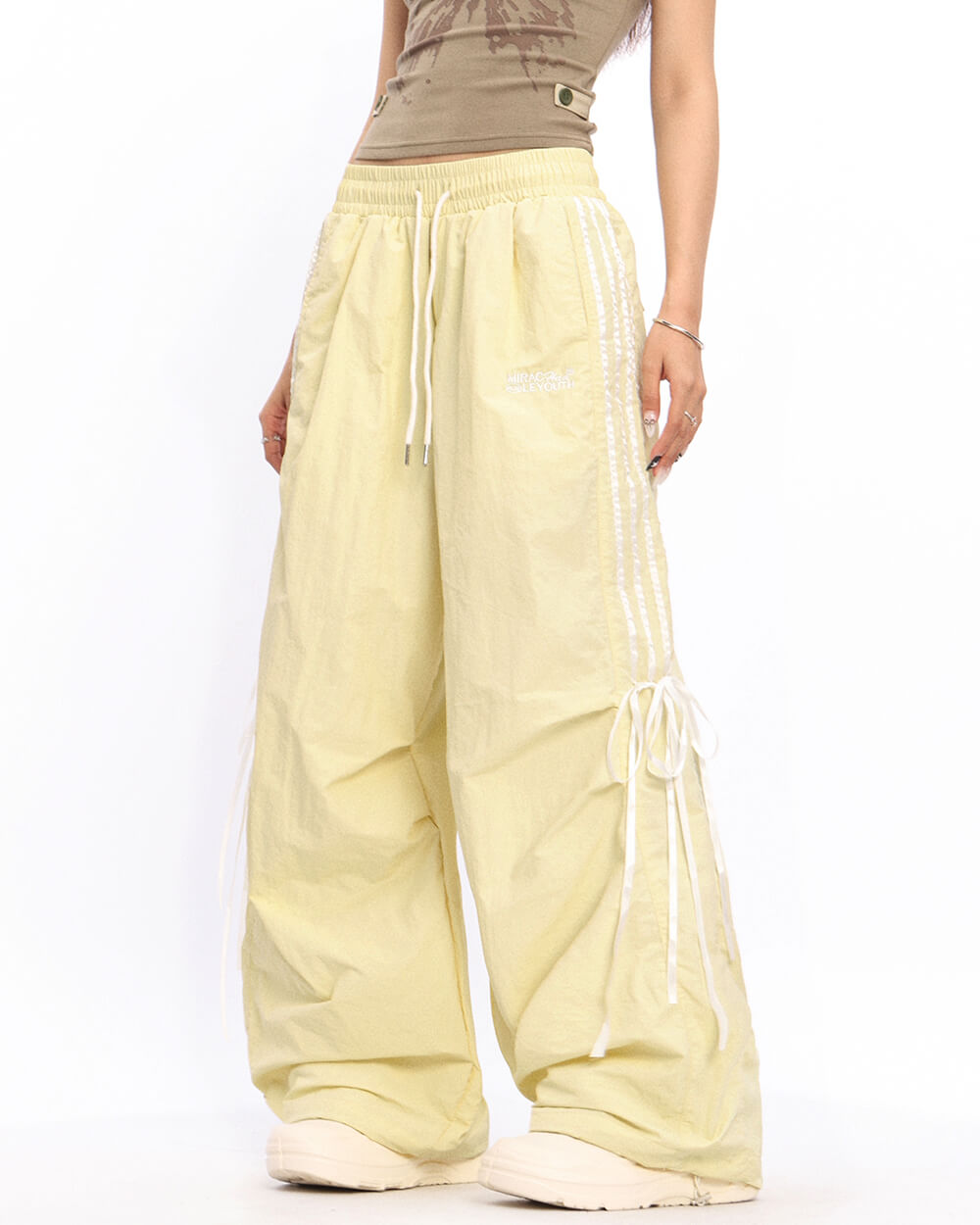 blokette side stripe wide leg trousers