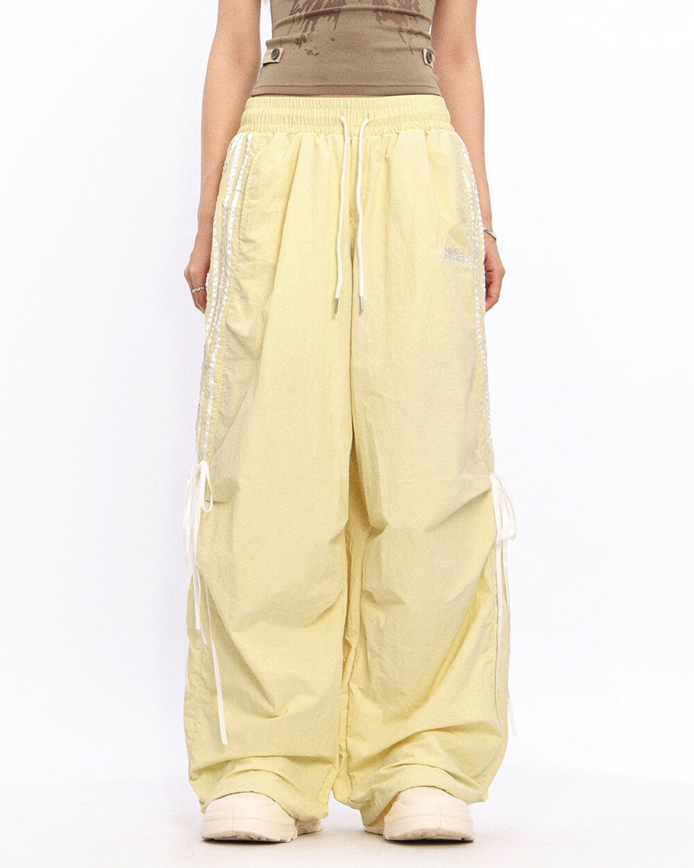 blokette side stripe wide leg trousers