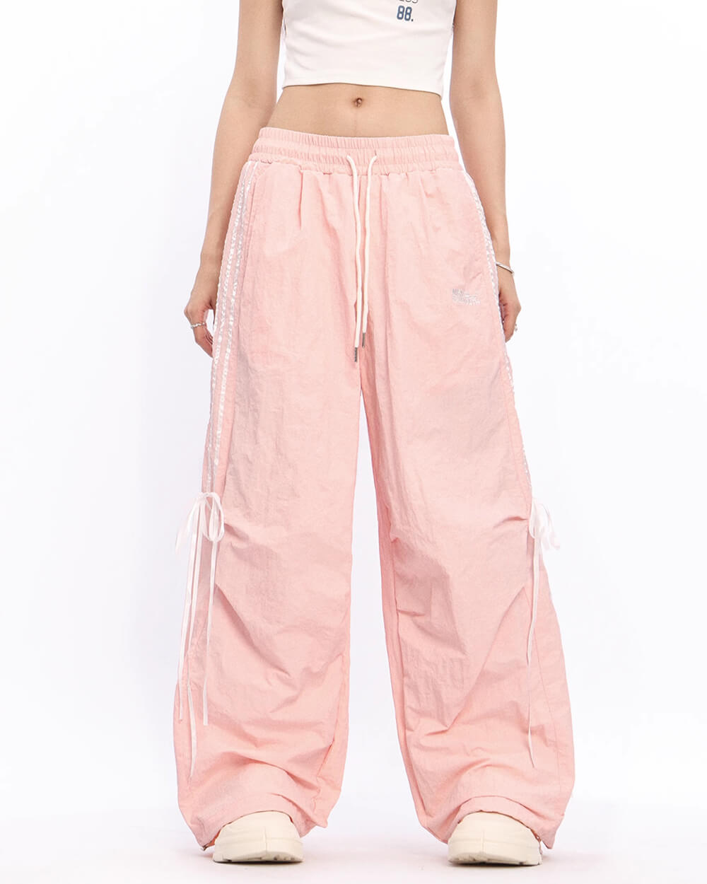blokette side stripe wide leg trousers