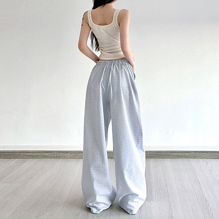 baby blue gingham wide leg pants