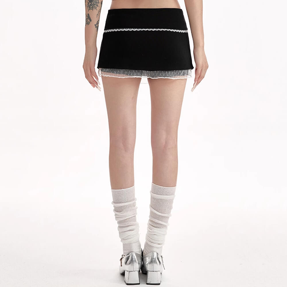 coquette aesthetic lace bow skort