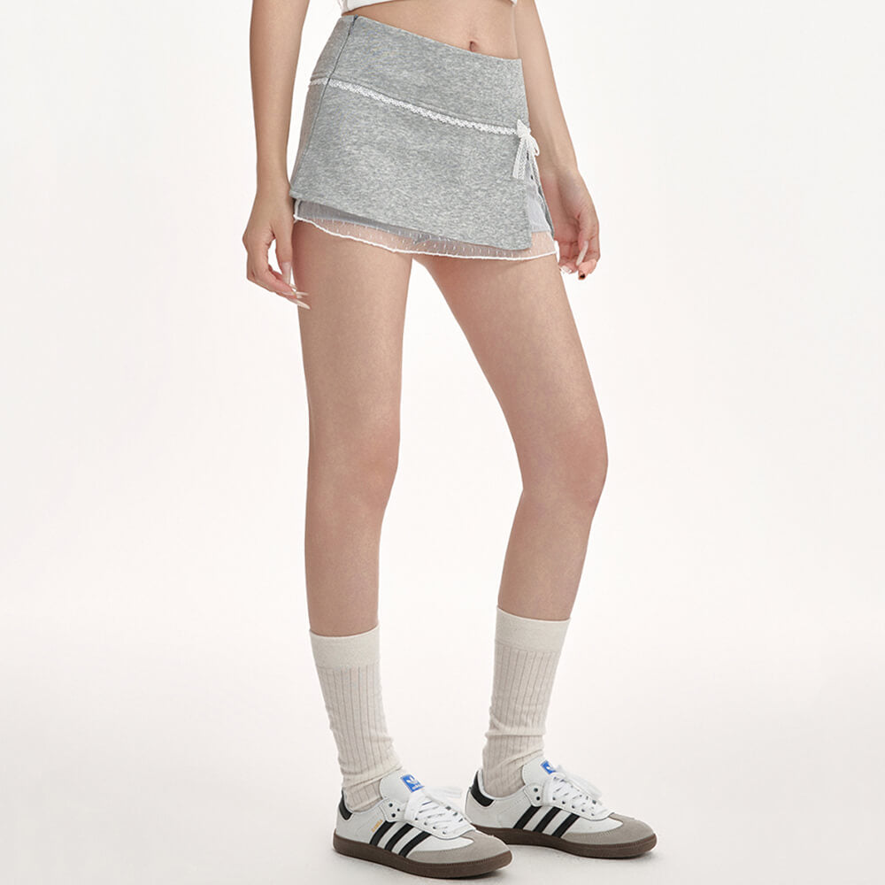 coquette aesthetic lace bow skort