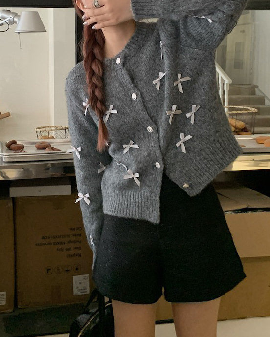 coquette aesthetic grey cardigan