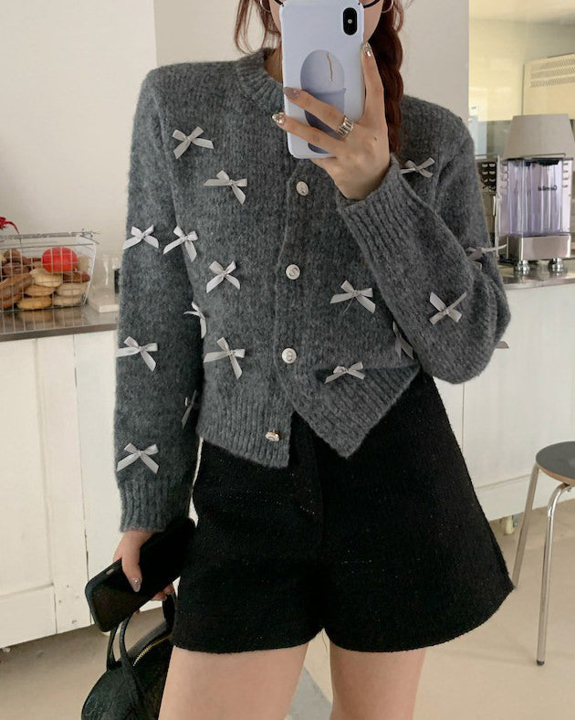 coquette aesthetic grey cardigan