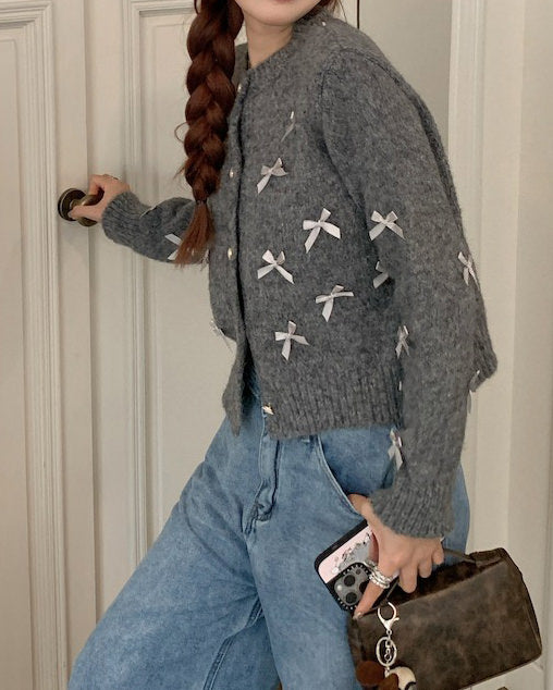 coquette aesthetic grey cardigan