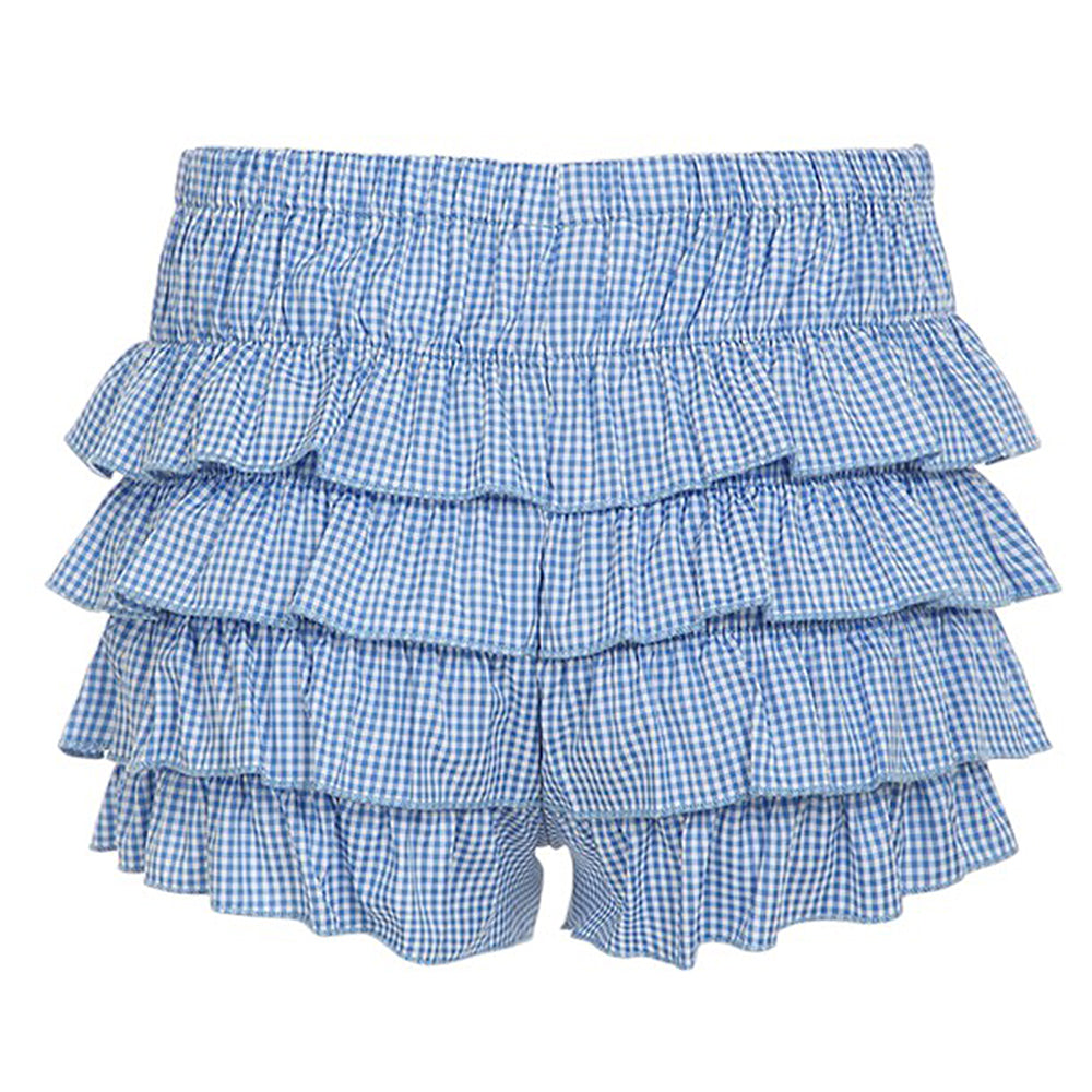 coquette ruffle layered gingham shorts
