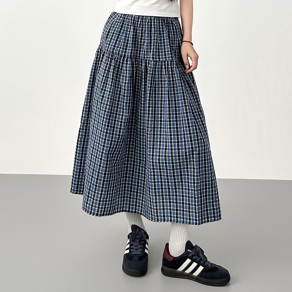 cottagecore gingham maxi skirt