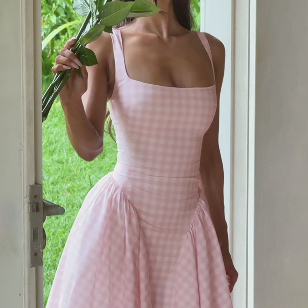 cottagecore picnic gingham dress