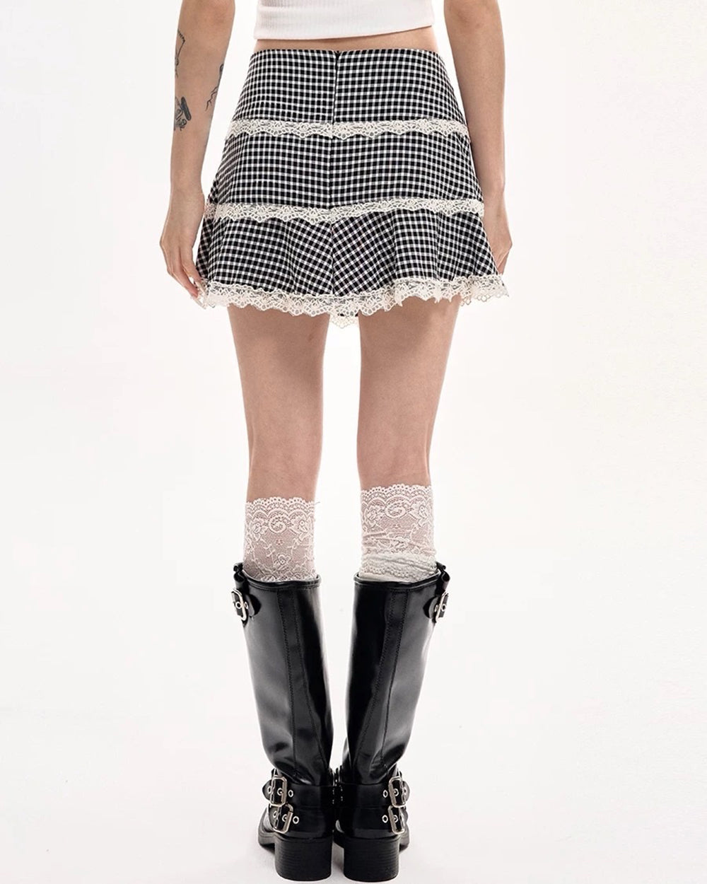 gingham picnic ruffle skirt