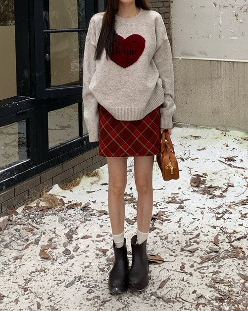 soft girl warm heart sweater