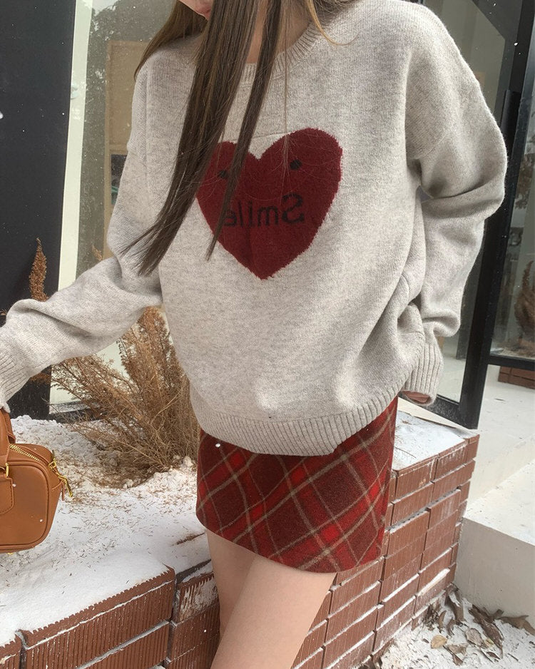soft girl warm heart sweater