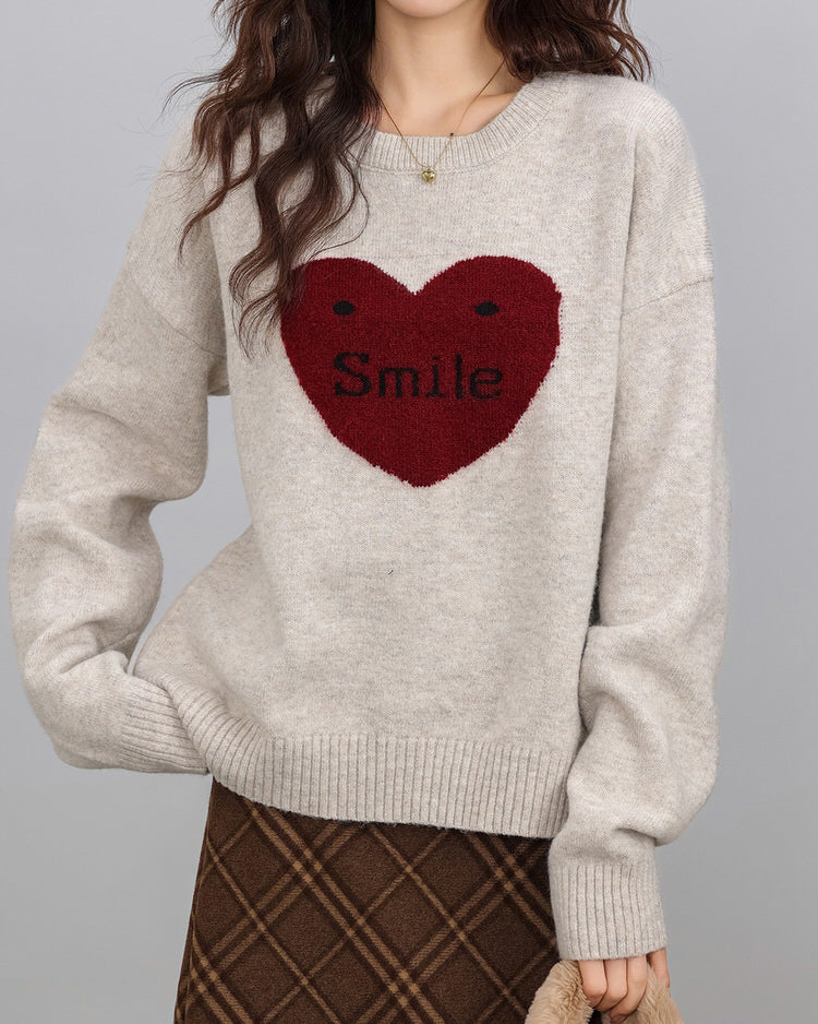 soft girl warm heart sweater