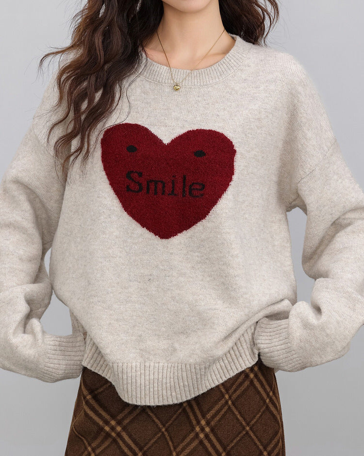 soft girl warm heart sweater