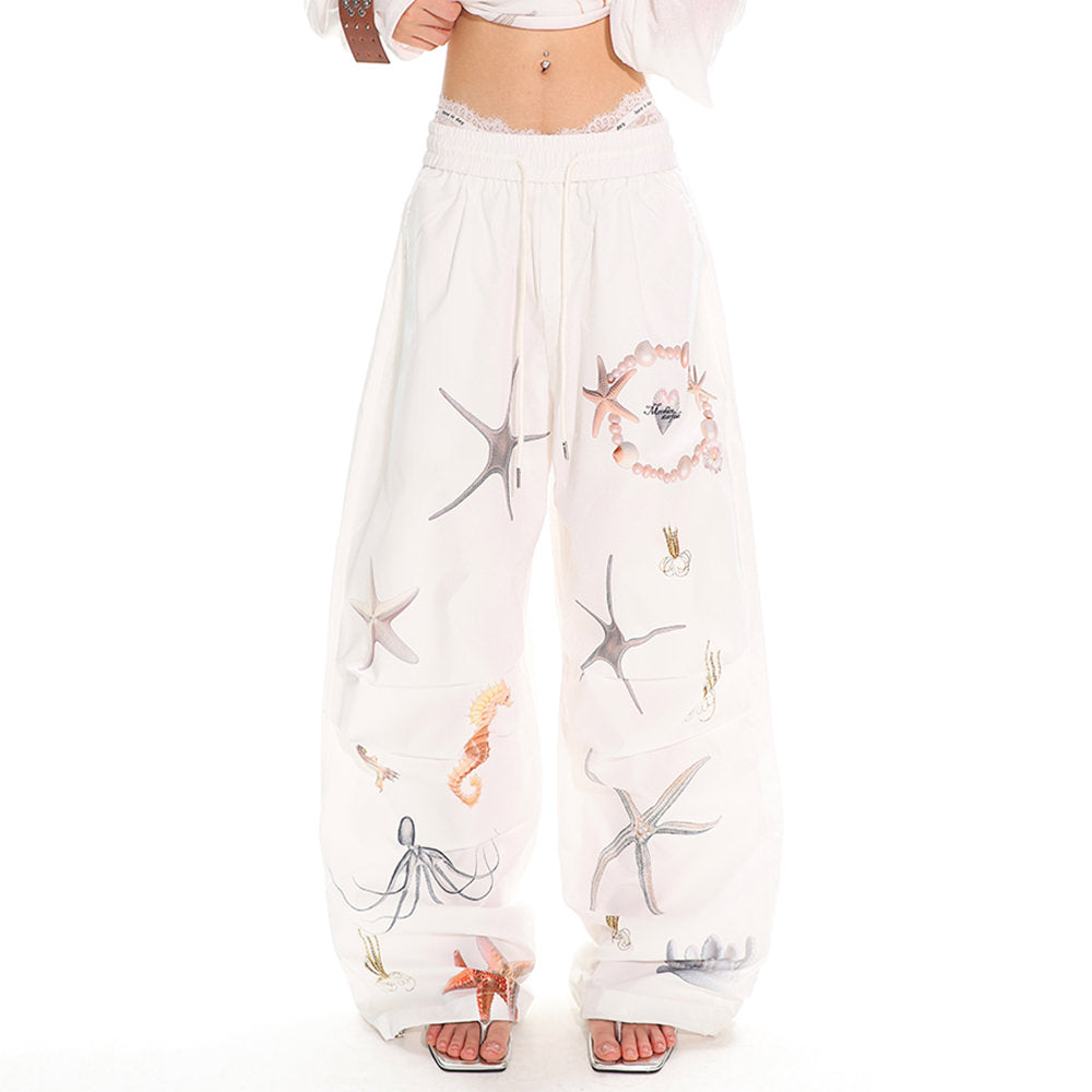 mermaid aesthetic wide leg trousers