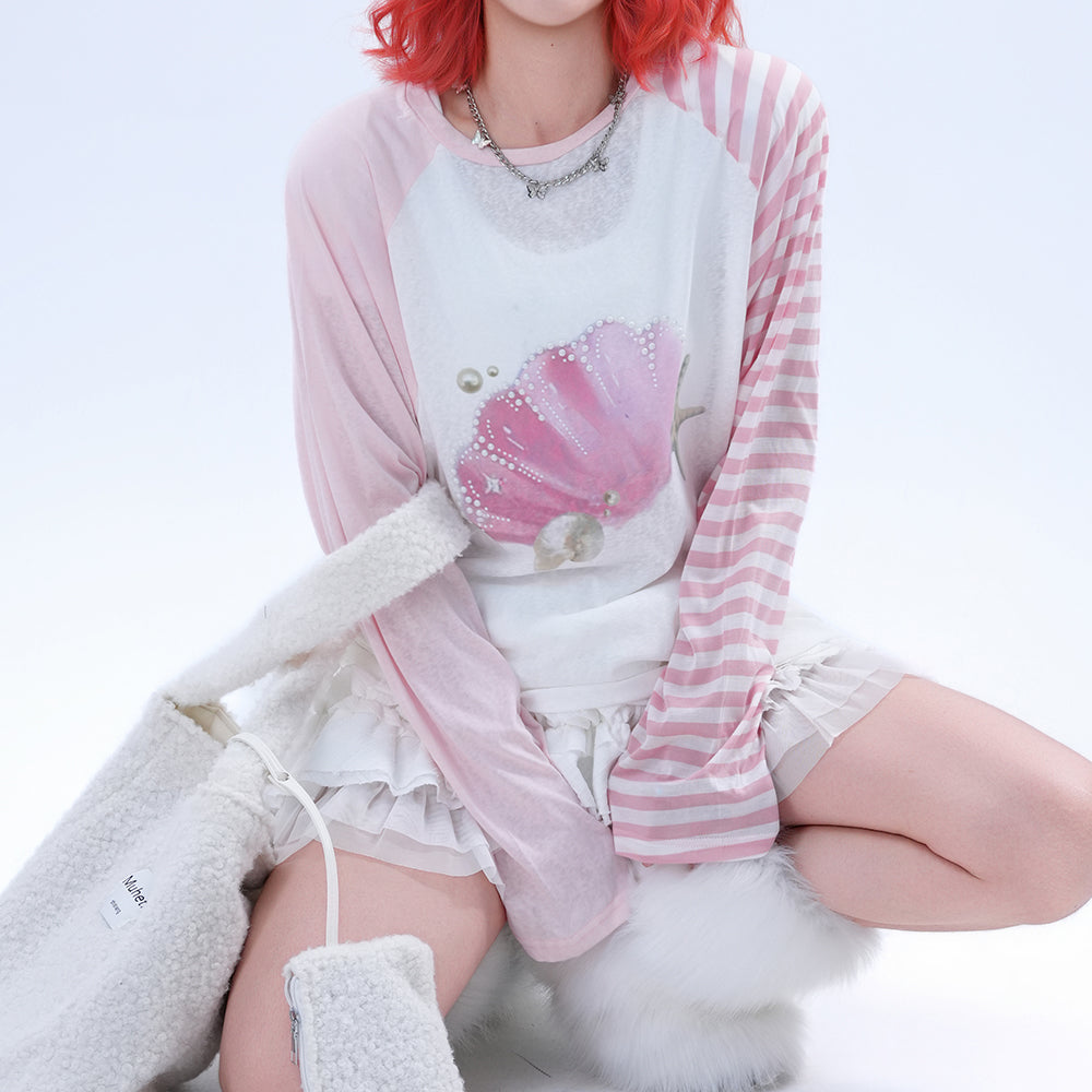 mermaidcore graphic long sleeve top