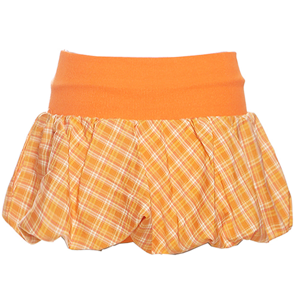 orange checkered bubble skirt