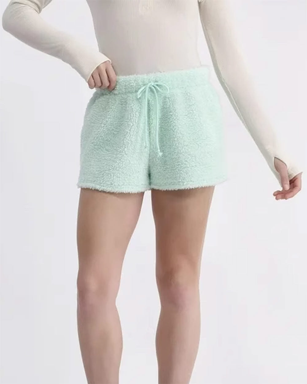 pastel fuzzy mini shorts