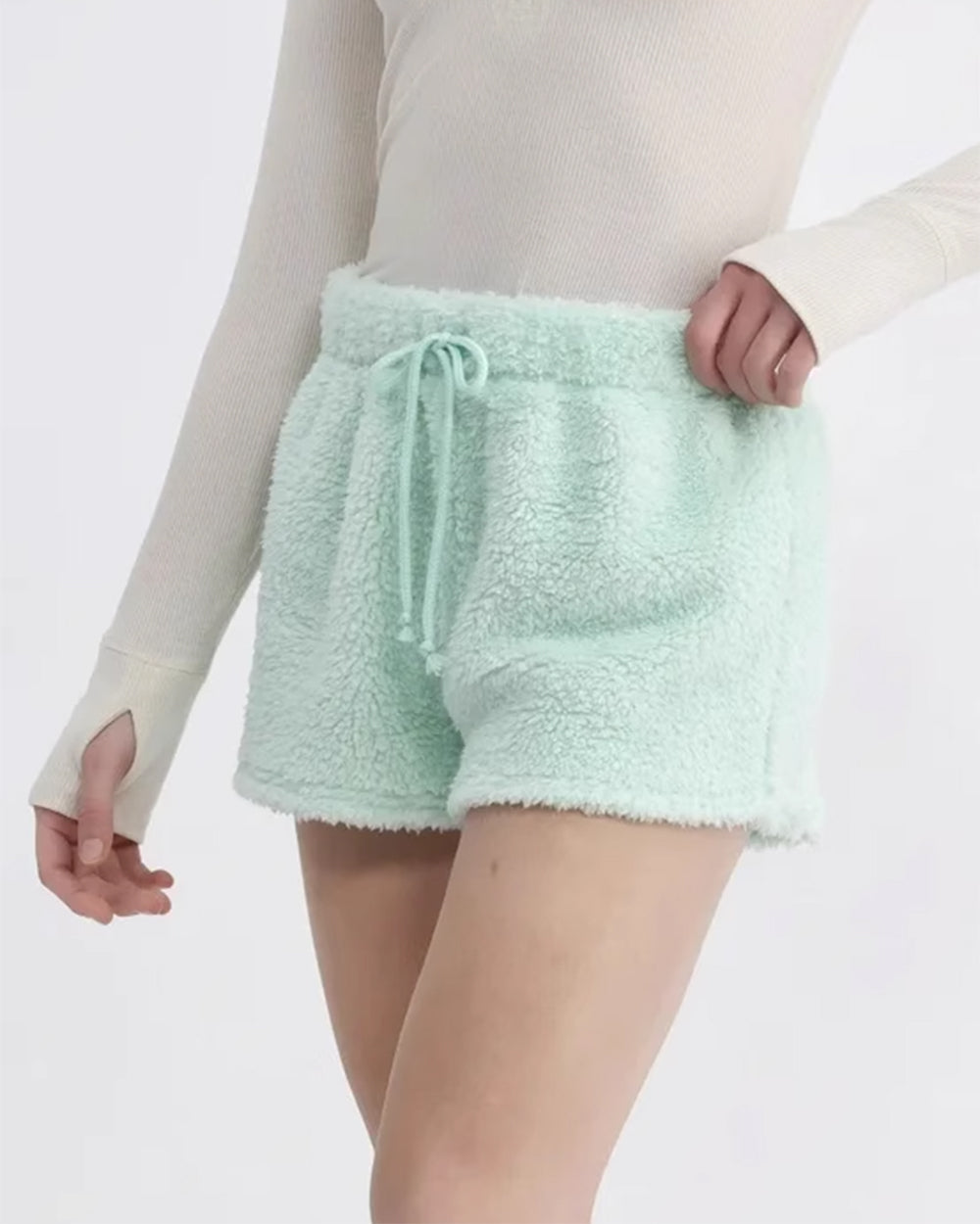 pastel fuzzy mini shorts
