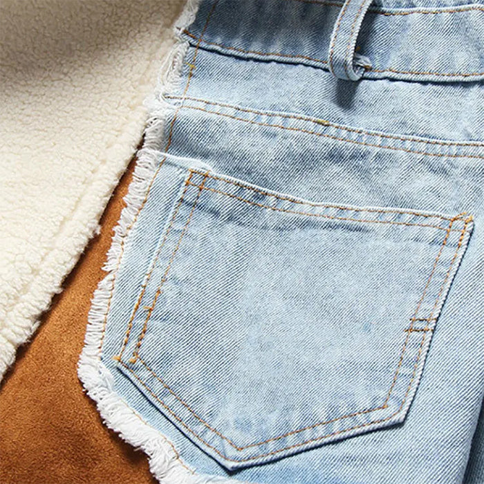 patchwork denim cropped jacket