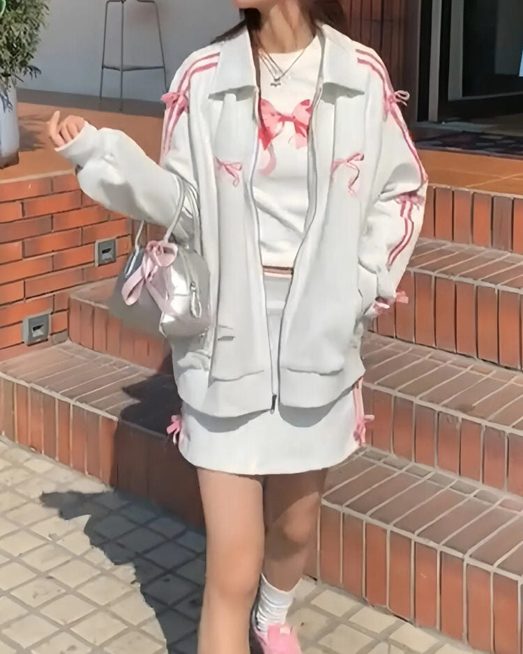 coquette bows side stripe track suit