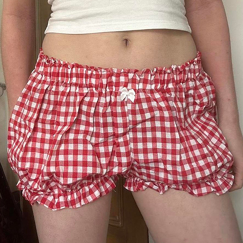 red gingham picnic shorts