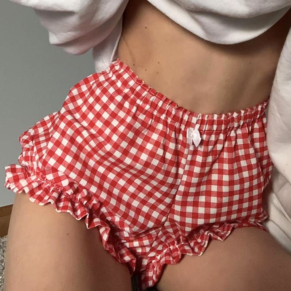 red gingham picnic shorts