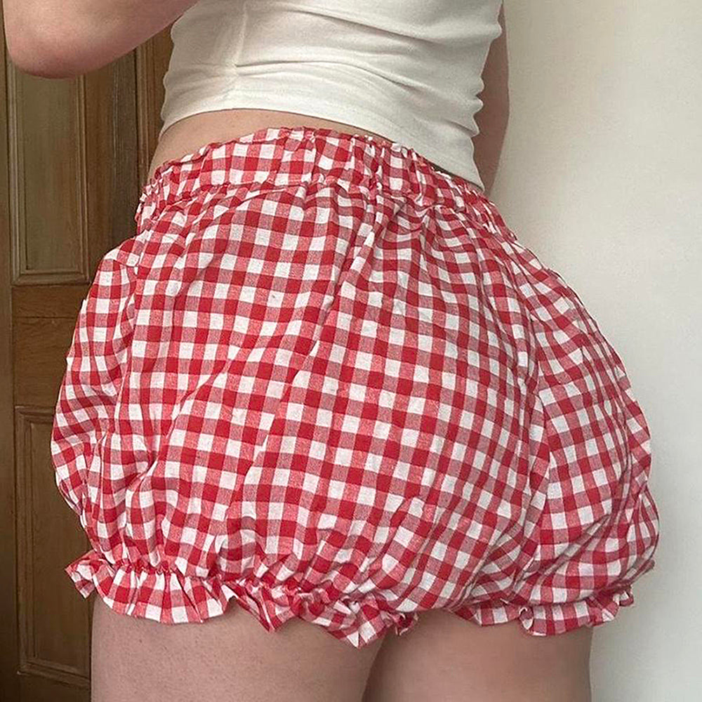 red gingham picnic shorts