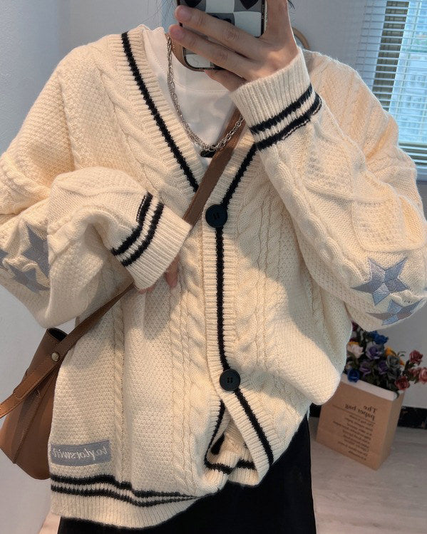 preppy aesthetic star cardigan