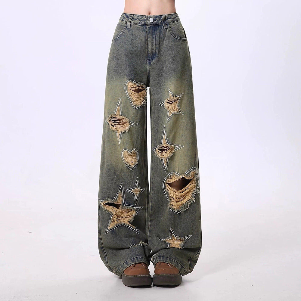 star distressed jeans