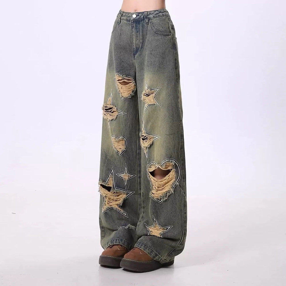 star distressed jeans