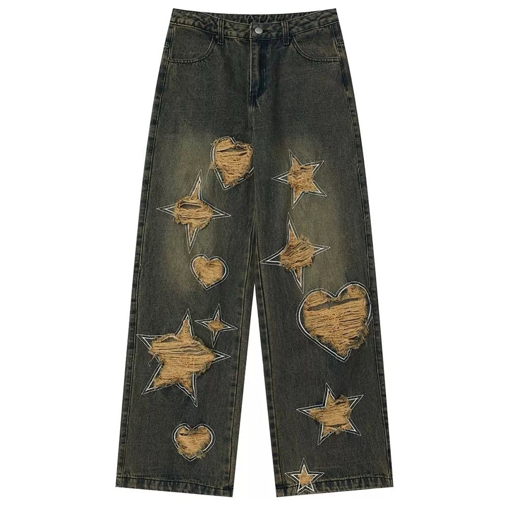star distressed jeans