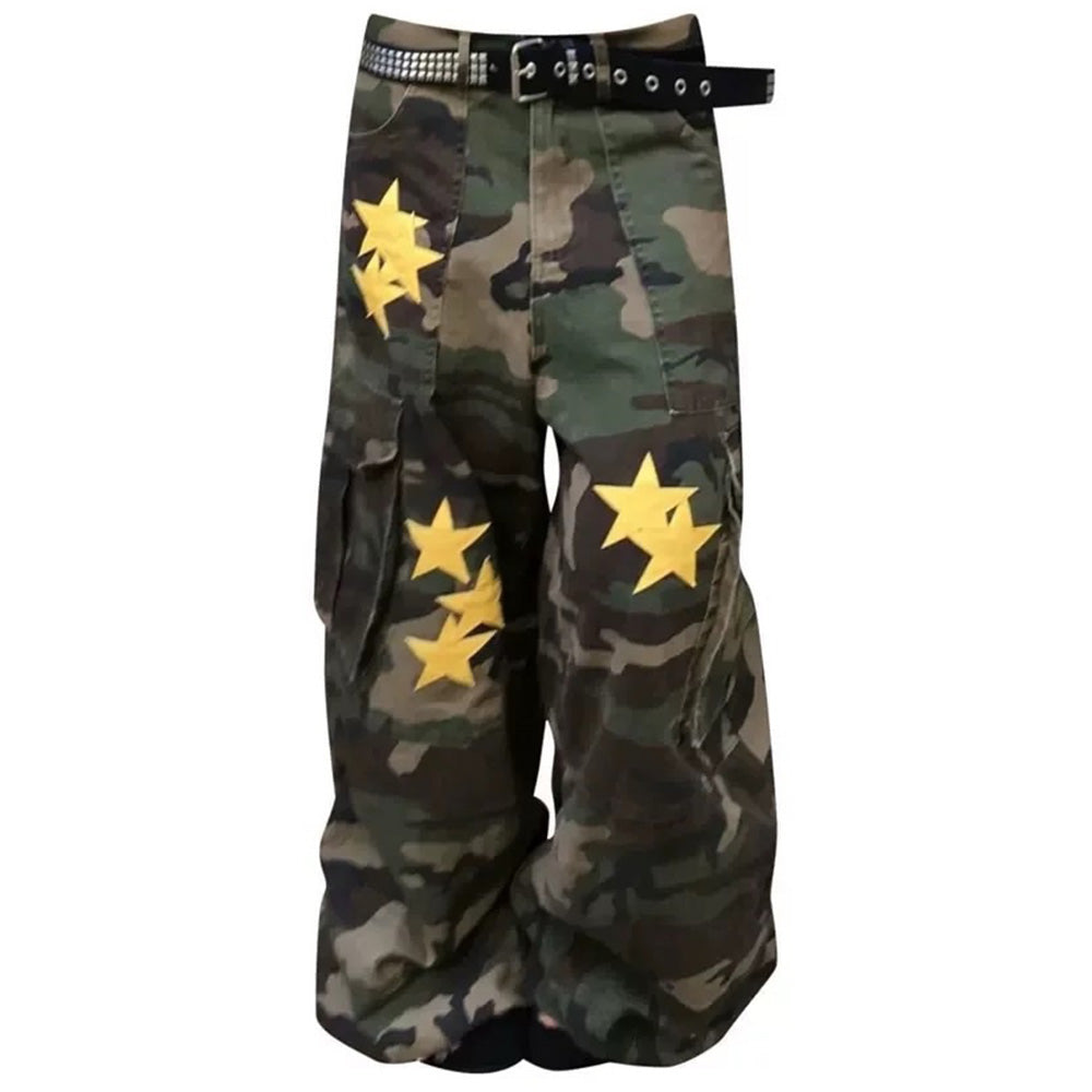 star patch camo cargo pants