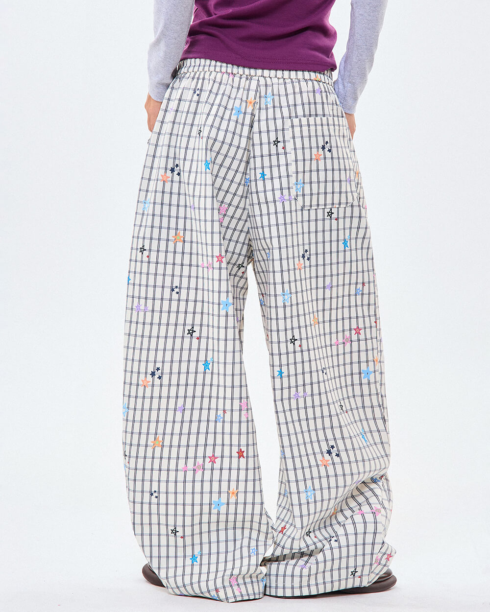 starry grid aesthetic wide leg pants