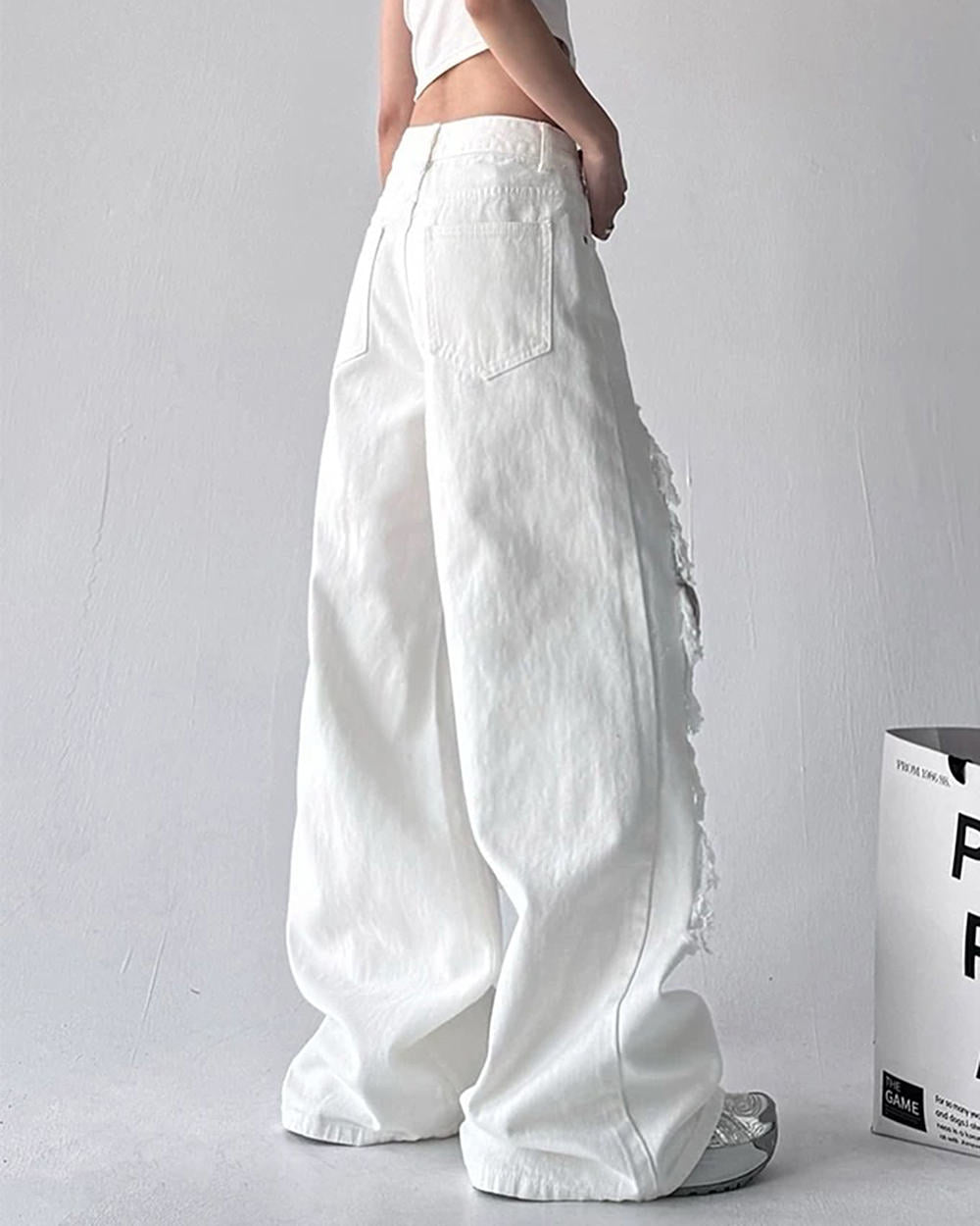 ripped lace baggy jeans